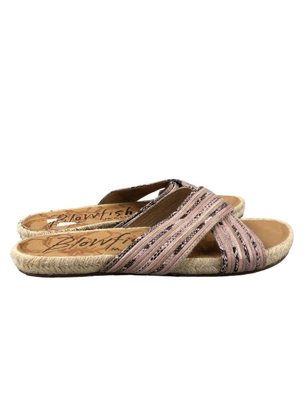 Blowfish Malibu Women's Size 8.5 Pink Beige Open Toe Slip On Slides Sandals